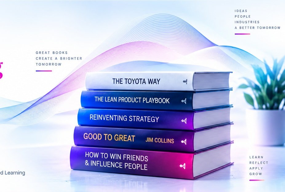 Stack of influential leadership and transformation books