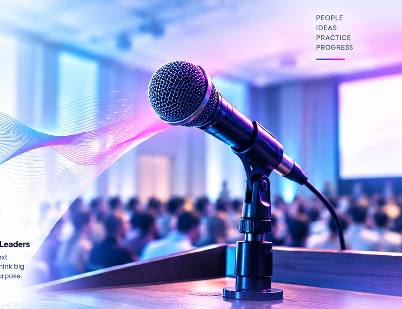 Microphone at an industry conference